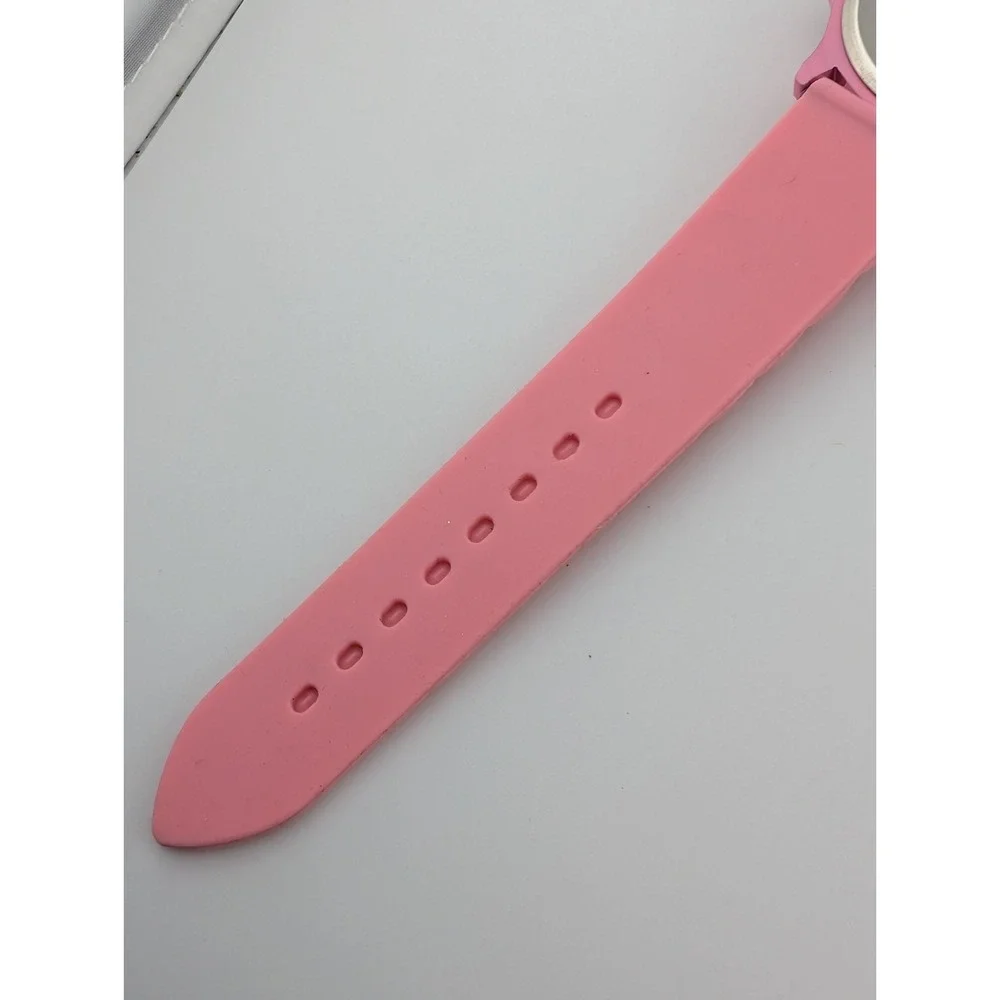 Geneva‎ Watch Women 38mm Case Crystal Bezel Pink Silicone Band- New Battery